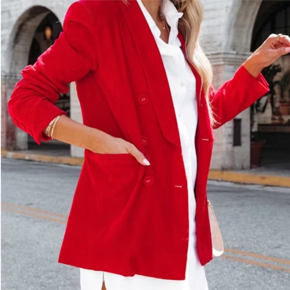 Corduroy red Christmas Blazer size medium - Picture 2 of 15